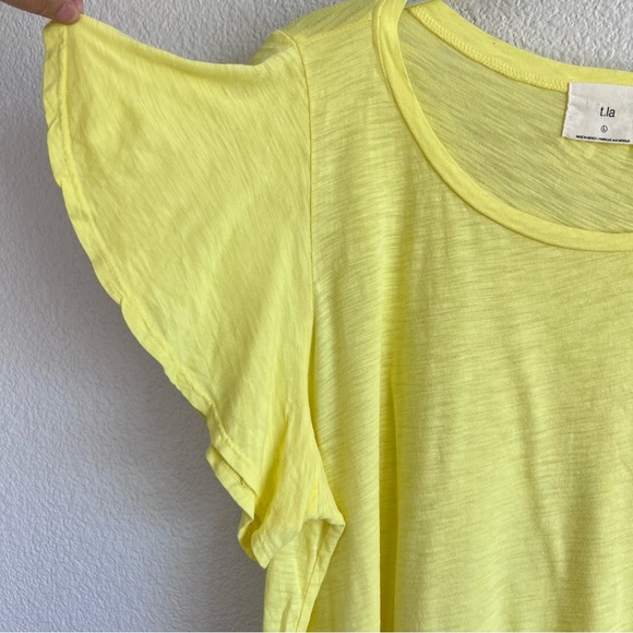 Anthropologie | t.la Women’s Yellow Flutter Ruffle Short Sleeve Top - Picture 5 of 13